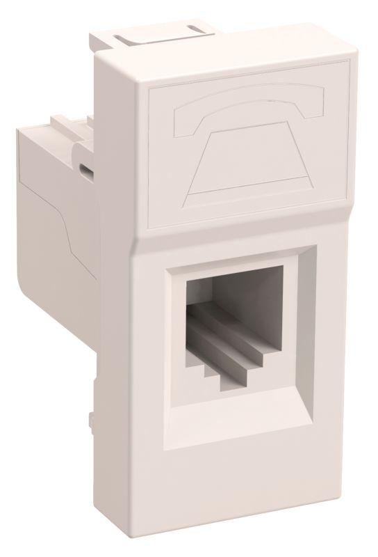 Розетка телефонная RJ-11 IEK (CKK-40D-RT1-K01) РКФ-10-00-П кат.3 (на 1 модуль) ПРАЙМЕР белая