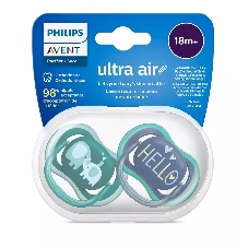 Пустышка Philips Avent ultra air, слоники/HELLO, 18+ мес., 2 шт.