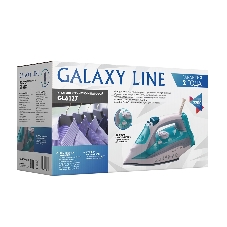 Утюг Galaxy Line GL 6127, бирюзовый, паровой, 2200 Вт, постоянный пар 50 г/мин, паровой удар 170 г/мин, функции: самоочистка, антикапля, антинакипь, функция увлажнения, вертикальное отпаривание, защита от перегрева, индикатор нагрева, керамическое покрытие подошвы, резервуар для воды 400 мл
