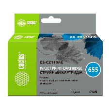Картридж струйный Cactus CS-CZ110AE №655 голубой (14,6 мл) для HP DJ IA 3525/5525/4515/4525