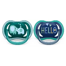 Пустышка Philips Avent ultra air, слоники/HELLO, 18+ мес., 2 шт.