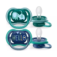 Пустышка Philips Avent ultra air, слоники/HELLO, 18+ мес., 2 шт.