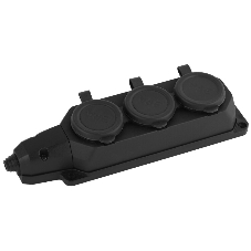 Колодка каучуковая ЭРА с/з 3гн 16A IP44 черная