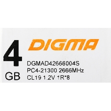 Оперативная память Digma, DDR4, 4GB (1x4GB), 2666MHz, CL19, DIMM