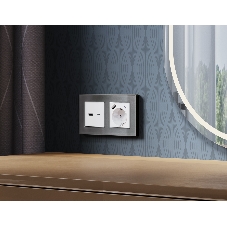 Лицевая панель ALFA (Белый матовый) для розетки 2USB A+C QUANT AP1310