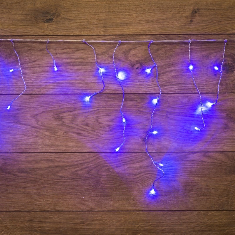 Новогодние светоукрашения Neon-night гирлянда Айсикл (бахрома) светодиодный, 1,8 х 0,5 м., белый провод, 220В, диоды синие