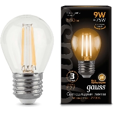 Лампа светодиодная Filament Шар E27 9Вт 2700К Gauss 105802109