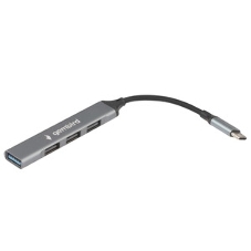 Разветвитель USB3.0/2.0 Gembird UHB-C202, USB3.0, 3xUSB2.0, кабель Type-C 10 см, алюминий, пакет