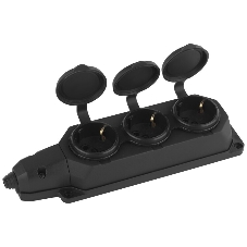 Колодка каучуковая ЭРА с/з 3гн 16A IP44 черная