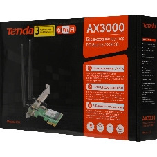 Сетевой адаптер Tenda E30 беспроводной двухдиапазонный PCI-e адаптер Wi-Fi 6 AX3000 c Bluetooth 5.0