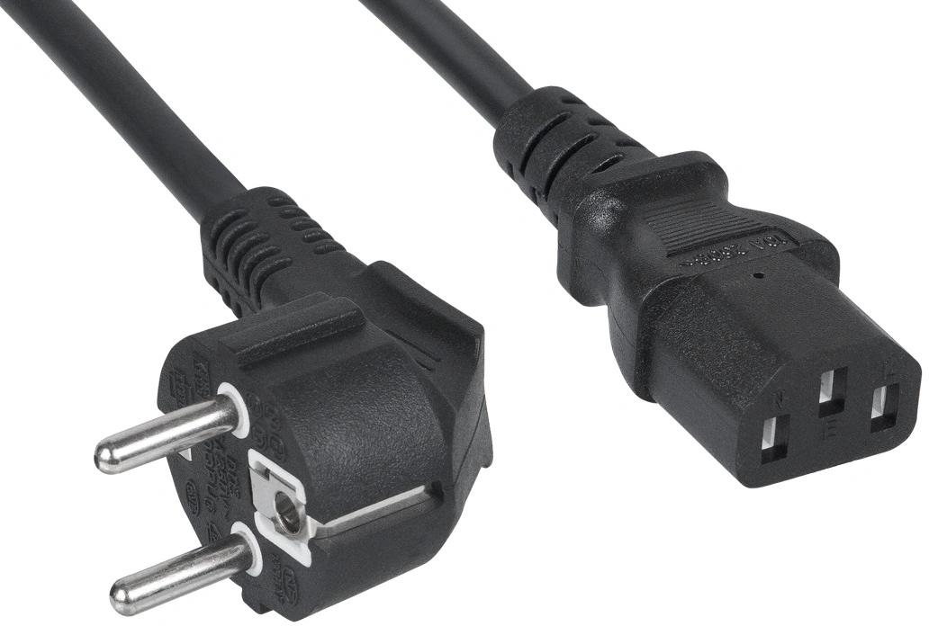 Кабель питания компьютера Cabeus PC-186-VDE-1.8M IEC 320 C13, вилка Schuko, 1.8 м, 10А, черный