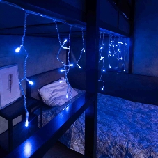 Новогодние светоукрашения Neon-night гирлянда Айсикл (бахрома) светодиодный, 1,8 х 0,5 м., белый провод, 220В, диоды синие