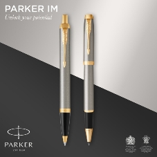 Набор ручек Parker IM Core TK223 (CW2093217) Brushed Metal GT, подарочная коробка, ручка роллер, ручка шариковая сменный стержень, 1 стержень, круглая