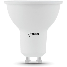 Лампа светодиодная Gauss черный 5Вт цок.:GU10 рефлектор 220B 3000K св.свеч.белый теп. MR16 (упак.:10шт)