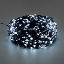 Гирлянда Роса с контроллером 50м, 500LED, IP20, 230В, зеленый провод, белое свечение 