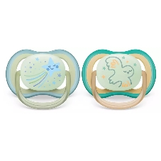 Пустышка Philips Avent ultra air, ночная, звезда/сова, 0-6 мес., 2 шт.