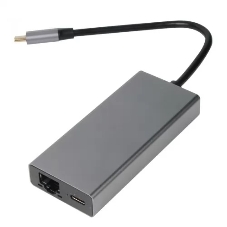 Адаптер VCOM CU459 Type-Cm --> RJ-45+2USB3.0(f) + PD100 Вт Alum Shell