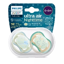 Пустышка Philips Avent ultra air, ночная, звезда/сова, 0-6 мес., 2 шт.