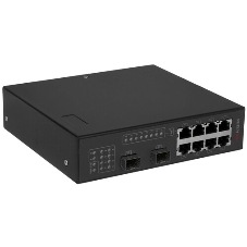 Коммутатор Hikvision DS-3T0310P 8x100Mb 2SFP 8PoE+ 240W неуправляемый