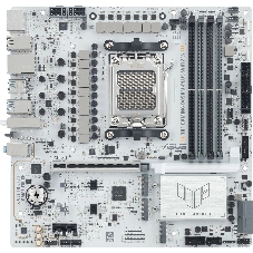 Материнская плата Asus TUF GAMING B850M-PLUS WIFI7 W, AM5, AMD B850, 4xDDR5, 4xSATA, 3xM.2, 1xPCIe 5.0 x16, 1xPCIe 3.0 x1, 1xDP, 1xHDMI, 1x2.5Gb LAN, Wi-Fi 7, Bluetooth 5.4, 1xUSB-C 20Gbps, 3xUSB-A 10Gbps, 4xUSB-A 5Gbps, 4xUSB-A 2.0, 5x3.5 мм, 7.1, mATX