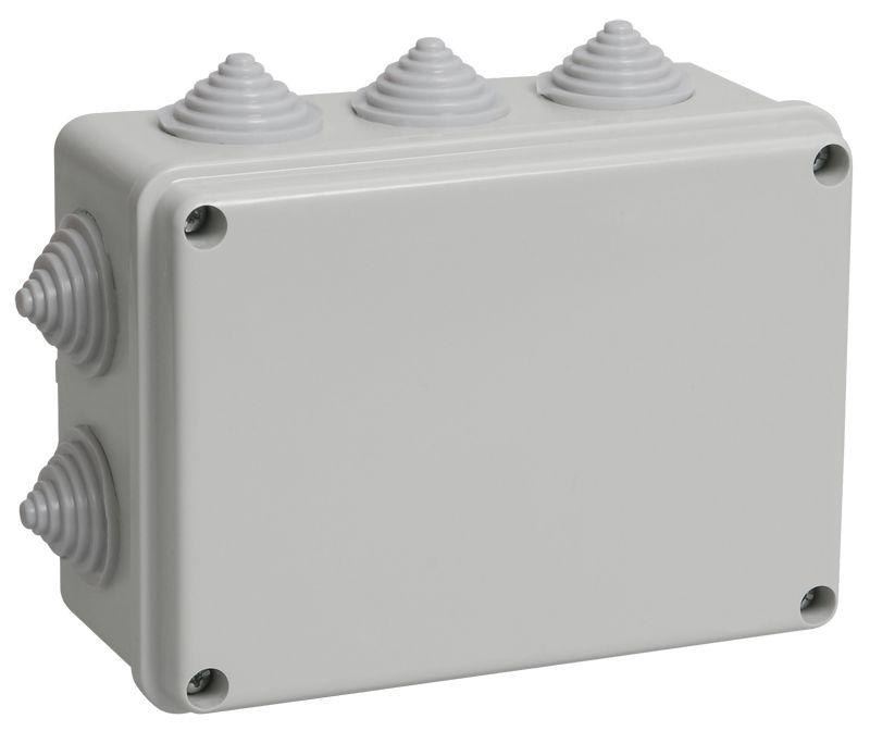 Коробка КМ41241 распаячная IEK UKO10-150-110-070-K41-44 для о/п 150х110х70 мм IP44 (RAL7035, 10 гермовводов)