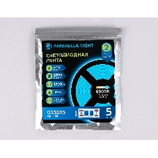 Светодиодная лента Ambrella light GS3203 2835 180Led/ 14.4W m/ 24V IP20 6500K/ 5000*8*1.2mm (2 конт.)