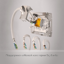 Розетка Ethernet RJ-45 cat. 6A экранированная (белый матовый)