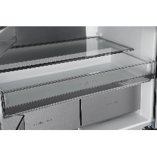 Холодильник Hyundai CM55043F черный стекло трехкамерный, 354/186, морозилка снизу, No Frost, Side by Side