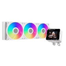 Система охлаждения PCCooler GT360 ARGb Display WH (310W, 360мм, LED temp., белый, ARGb/Fans: 3x120мм, 99CFM, 41.5dBA, 3000RPM/Pump 15dBA, 2600RPM, Rad thickness 27мм/S: 1851, 1700, 1200, 115X, AM5, AM4)