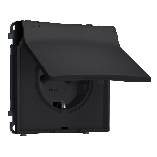 Комплект механизма электрической розетки SIGMA Черный Мягкое касание 50Hz 2P+E с/з с/ш и крышкой IP44 16A-250V QUANT PRO (SP9880, PR141)