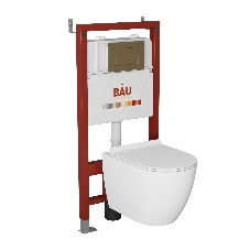 Комплект BAU 6 в 1: инсталляция BAU PRO, унитаз подвесной безободковый Bau Dream 49,5х36, сиденье дюропласт микролифт, клавиша BAU Stil, бронза