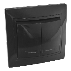 Выключатель 2 кл. с подсветкой скрытой установки 10А 250В IP20, черный (керамика) Выключатель 2 кл. с подсветкой скрытой установки 10А 250В IP20, черный (керамика)