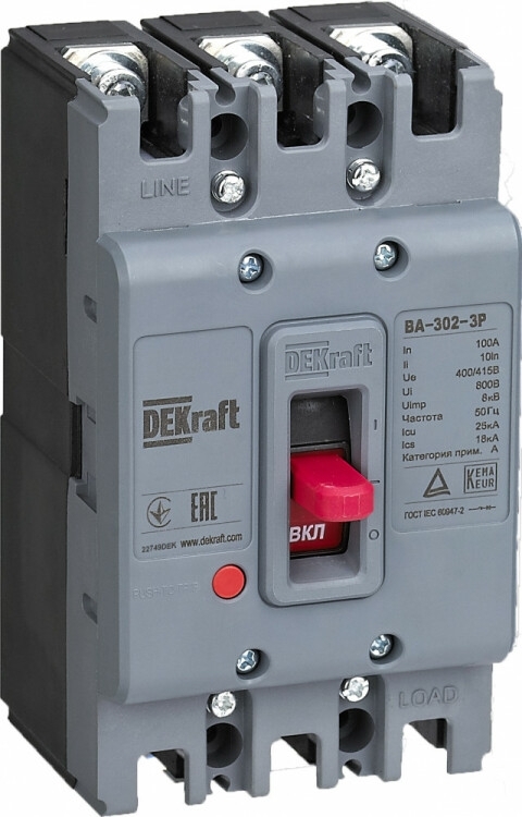 Выключатель автоматический силовой DEKraft 3P 16А 25кА ВА-302