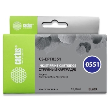 Картридж струйный Cactus CS-EPT0551 черный (10 мл) для Epson Stylus RX520/Stylus Photo R240