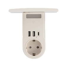 Сетевое зарядное устройство USB Rexant (2хUSB-A + USB-С) + розетка 220-250В с подсветкой и подставкой для телефона