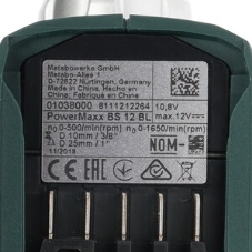 Дрель-шуруповерт Metabo PowerMaxx BS 12 6010365000, 12 В, 2 Ач, 40 Нм, щеточный