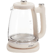 Чайник электрический Vitek VT-WK1072 1.7л. 1800Вт слоновая кость корпус: стекло