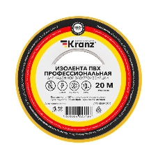 Изолента ПВХ Kranz профессиональная, 0.18х19 мм, 20 м, желтая (10 шт./уп.) Изолента ПВХ Kranz профессиональная, 0.18х19 мм, 20 м, желтая (10 шт./уп.)