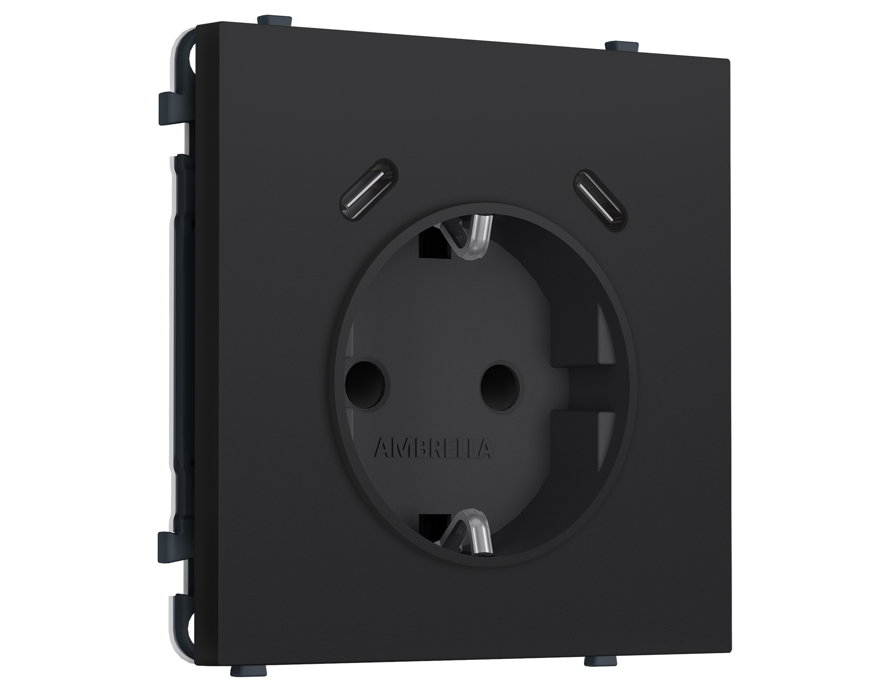 Комплект механизма электрической розетки SIGMA Черный Мягкое касание 2USB С+C 20W (быст. зар.) с/з с/ш 16A-250V QUANT PRO (SP9905, PR165)