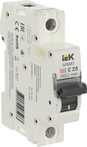 Выключатель автоматический 1п C 20А M06N ARMAT IEK AR-M06N-1-C020