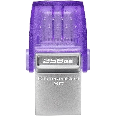 Флешка USB Kingston DataTraveler microDuo 3C (DTDUO3CG3/256GB), 256Gb, USB 3.2 Gen 1/Type-C, R/W 200/15, фиолетовый