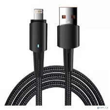 Кабель Rexant USB-A - Lightning для Apple, 2,4А, 1м, в черной нейлоновой оплетке, со световой индикацией