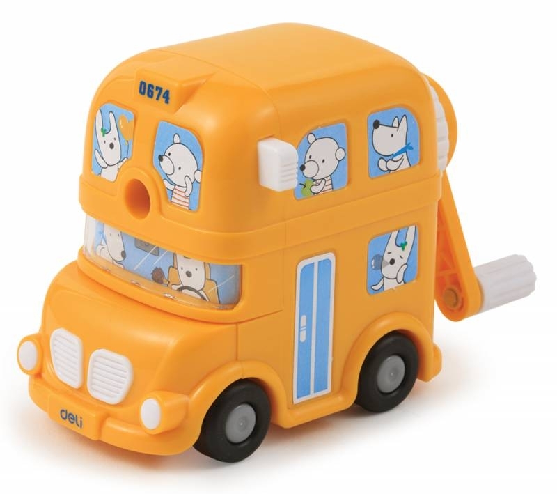 Точилка для карандашей механическая Deli BUS E0674, 1 отверстие, пластик, ассорти, коробка
