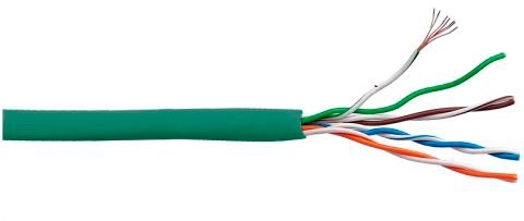 Кабель информационный Lanmaster LAN-5EUTP-PT-LSZH-GN кат.5е U/UTP не экранированный 4X2X24AWG LSZH внутренний 305м зеленый