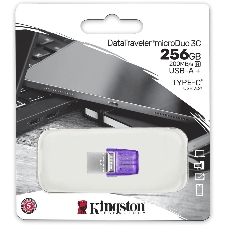 Флешка USB Kingston DataTraveler microDuo 3C (DTDUO3CG3/256GB), 256Gb, USB 3.2 Gen 1/Type-C, R/W 200/15, фиолетовый