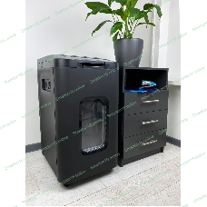 Шредер Heleos АП55-4 черный с автоподачей (секр.P-4) фрагменты 400лист. 55лтр. скрепки скобы пл.карты