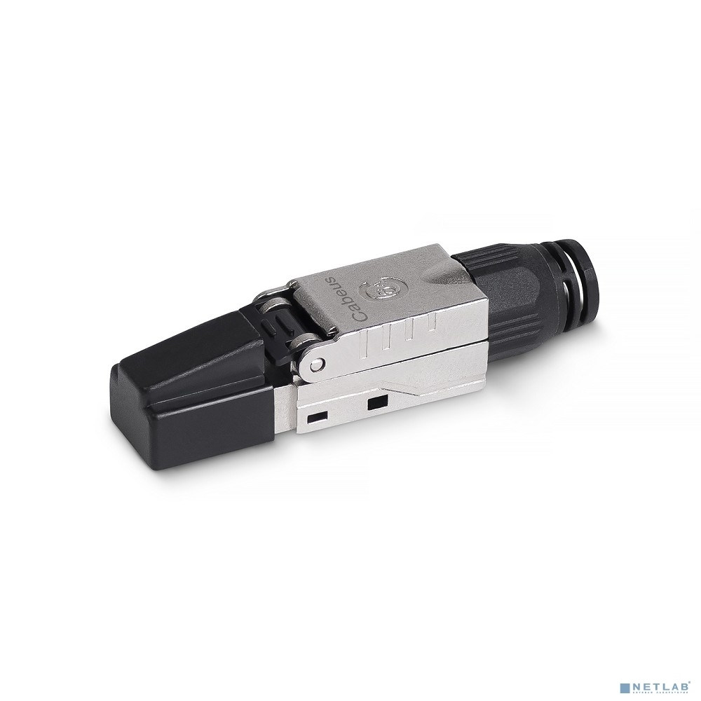 Коннектор Cabeus 8P8C-SH-C6-TWP-F с фиксатором кабеля и колпачком RJ-45(8P8C) под витую пару, cat.6, экранированный, для одножильного кабеля, со вставкой
