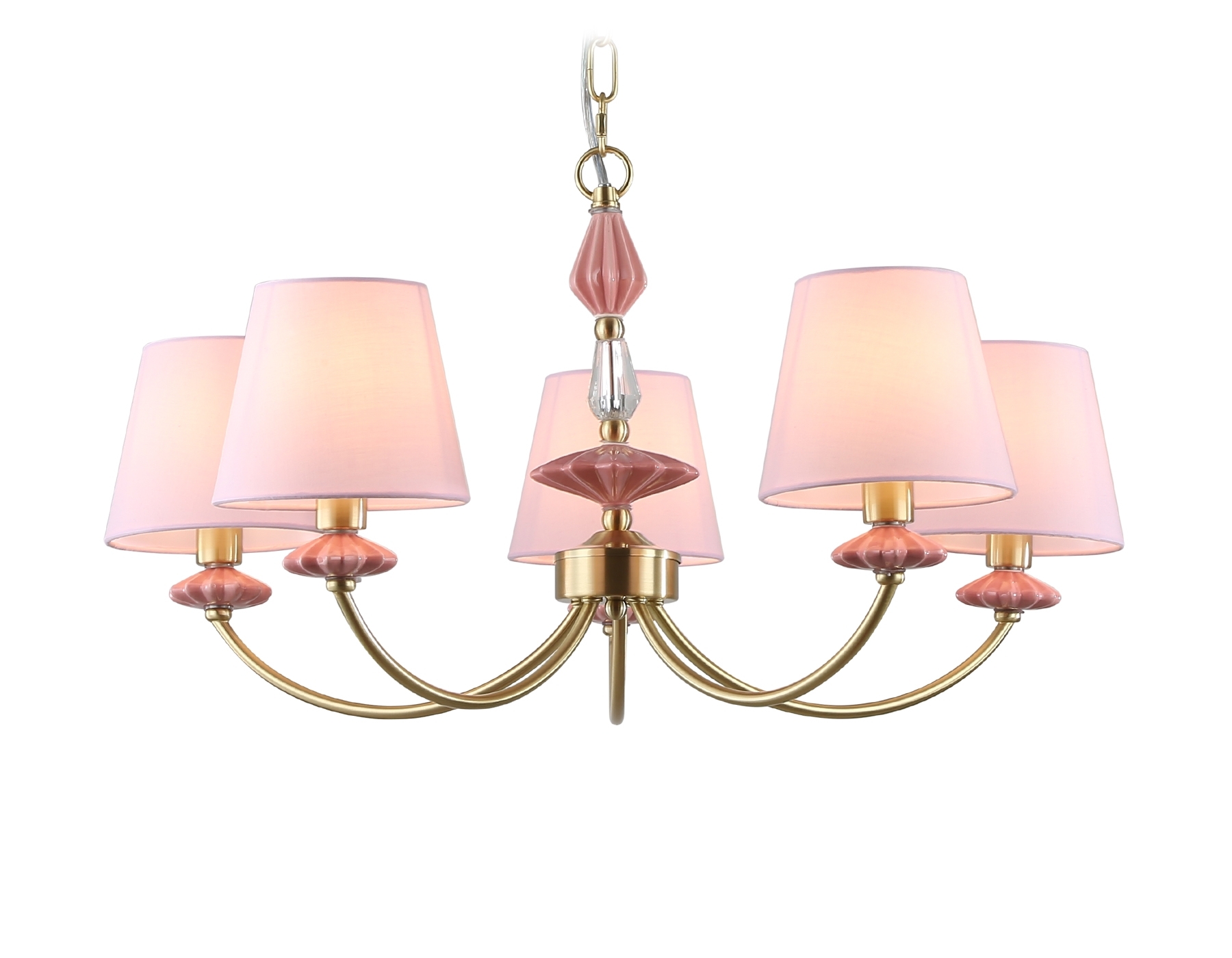 Люстра Ambrella light LH75024/5 GD/PI золото/розовый E14/5 max 40W D700*780