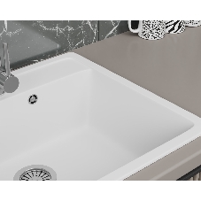 Мойка для кухни BAU Stil White snow 56х50, выпуск с сифоном в комплекте, белый снег