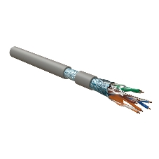 Кабель витая пара F/UTP Hyperline FUTP4-C5E-S24-IN-LSZH-GY-305 (FTP4-C5E-SOLID-LSZH-GY-305) (305 м), категория 5e, 4 пары (24 AWG), одножильный (solid), экран - фольга, LSZH, нг(С)-HF, –20°C – +75°C, серый - гарантия: 15 лет компонентная; 25 лет системная